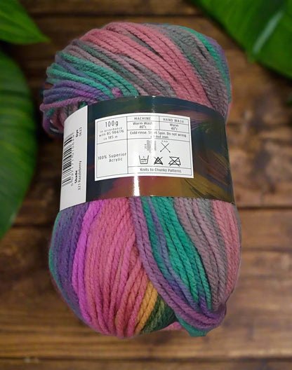 Cygnet Yarn COLOUR RUSH CHUNKY 100% Acrylic Knitting Wool Multicolour 5 Balls x 100g 321 Razzleberry