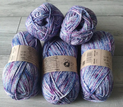 Woolcraft Shetland Heather Aran Knitting Crochet Yarn Wool - 5x100g Balls - Z016