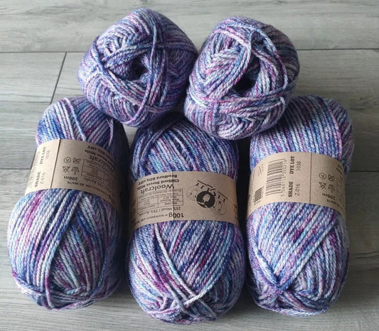 Woolcraft Shetland Heather Aran Knitting Crochet Yarn Wool - 5x100g Balls - Z016