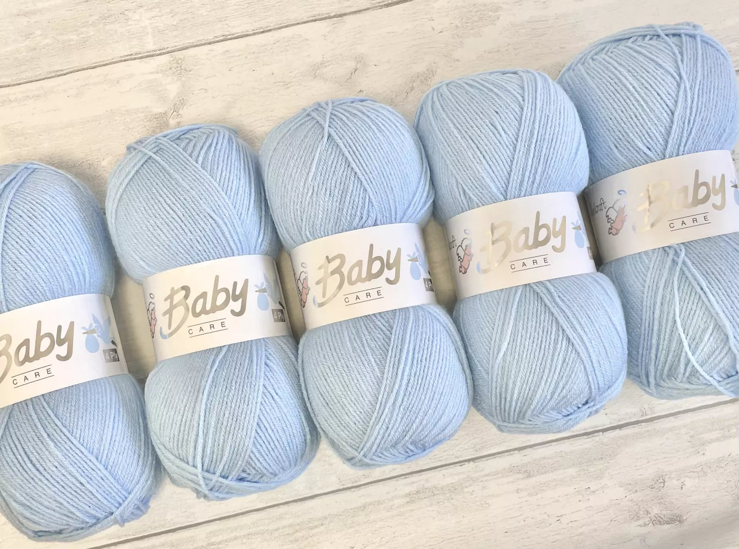 5 x 100g Baby Wool, Babycare 4 Ply Quality Acrylic Knitting Yarn PACKS OF FIVE Blue