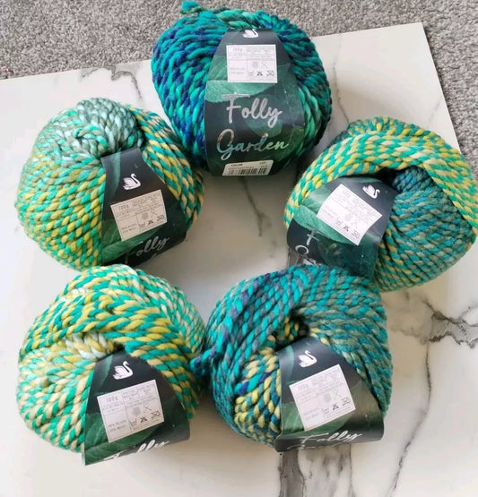 Cygnet Super Chunky Folly Garden 5 Balls X 100Gram 20% Wool 80% Sweet Rocket (20404)