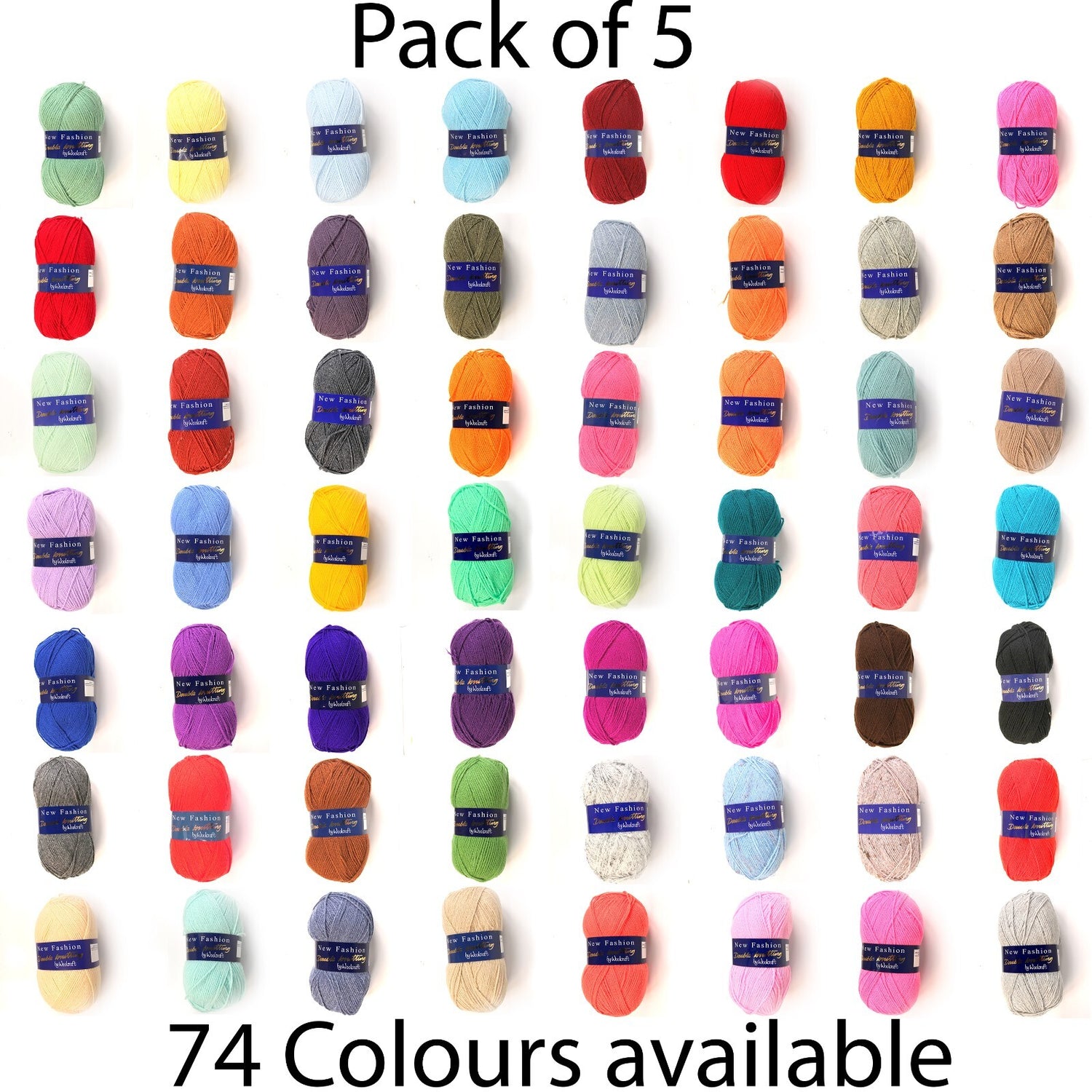 Woolcraft NEW FASHION DK Knitting Yarn / Wool- 100g Double Knit Ball PACKS OF 5