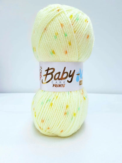 5 x 100g Woolcraft Baby Prints Wool Babycare DK Double Knitting & Crochet Yarn Lemon 635