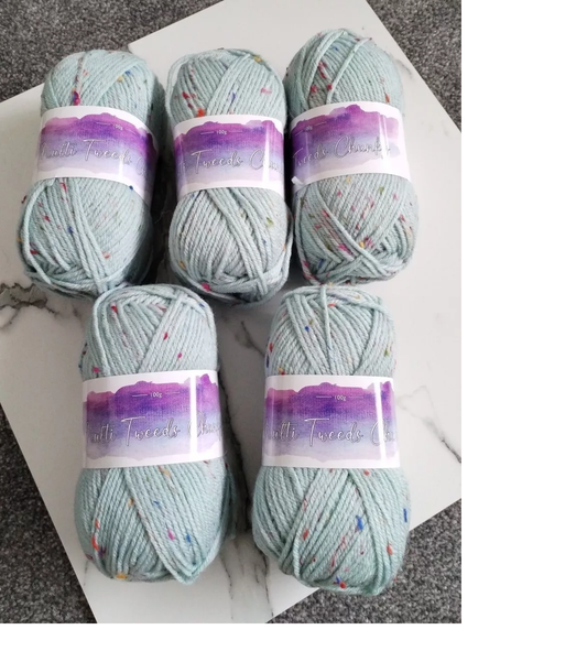 Cygnet Multi Tweed Chunky Knitting Crochet Yarn Wool - 5x100g Balls - 1330 Skye