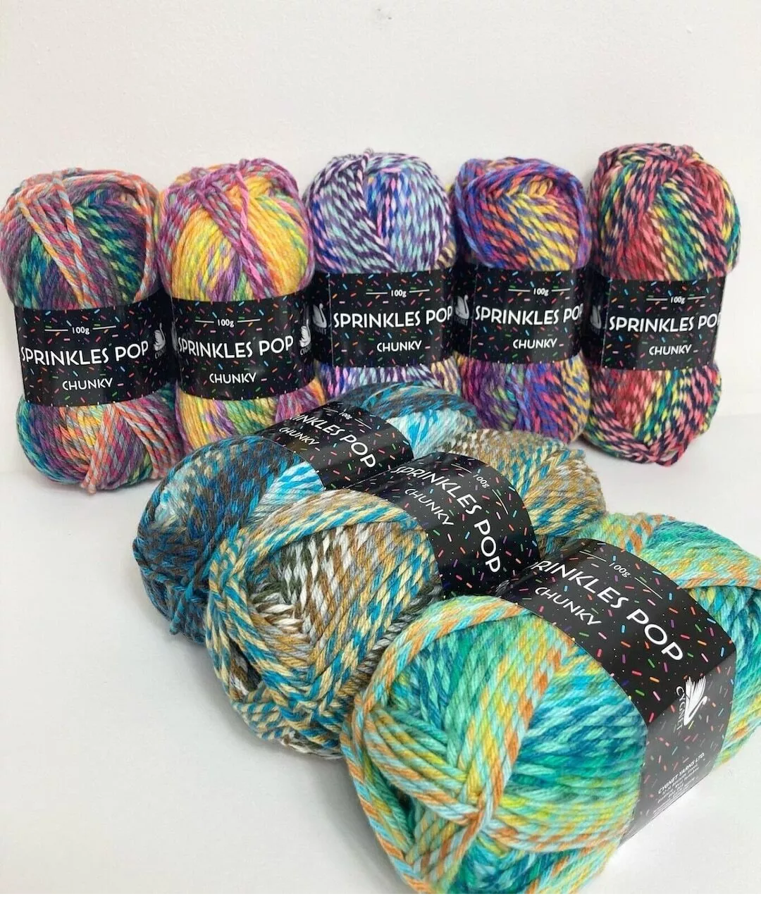 Cygnet Sprinkles Pop Chunky Knitting Crochet Yarn Wool -5x100g Balls - Shade 640