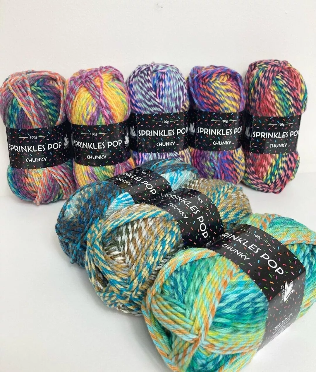 Cygnet Sprinkles Pop Chunky Knitting Crochet Yarn Wool - 5x100g Balls Coconutty 646