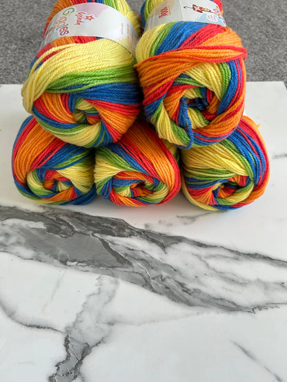 Five balls of Wendy Giggles DK WG10 Carnival yarn