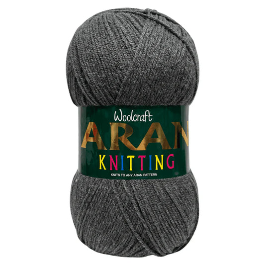 Woodcraft Aran Knitting Crochet yarn 400g 100% Acrylic Charcoal