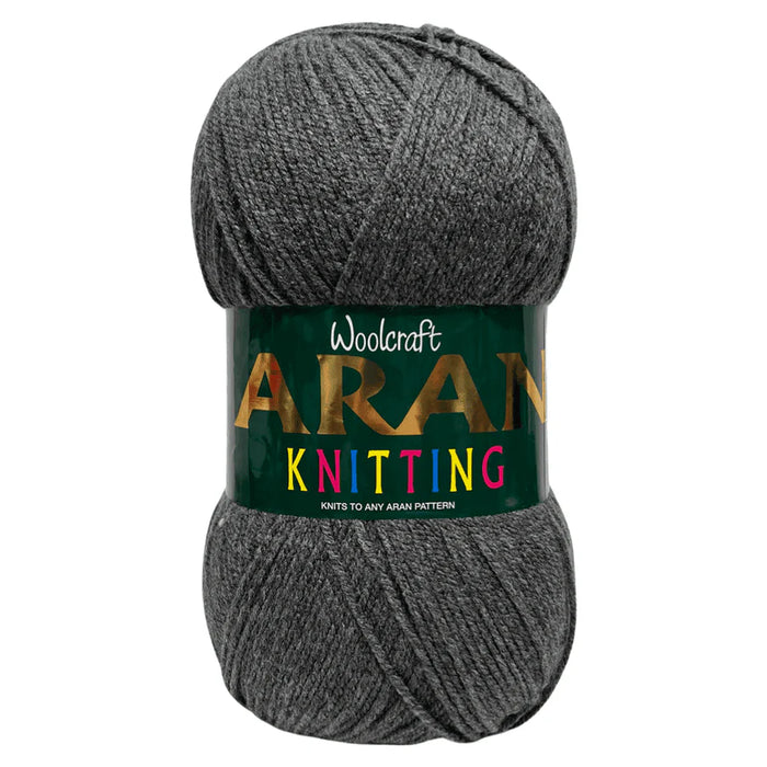 Woodcraft Aran Knitting Crochet yarn 400g 100% Acrylic Charcoal
