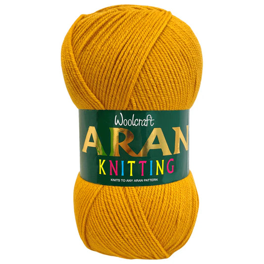 Woodcraft Aran Knitting Crochet yarn 400g 100% Acrylic Mustard