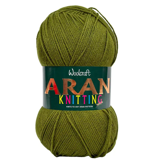 Woodcraft Aran Knitting Crochet yarn 400g 100% Acrylic Olive 39