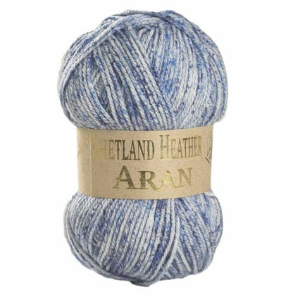 Woolcraft Shetland Heather Aran Knitting Crochet Yarn Wool - 5x100g Balls - 044 Persian Blue 100g