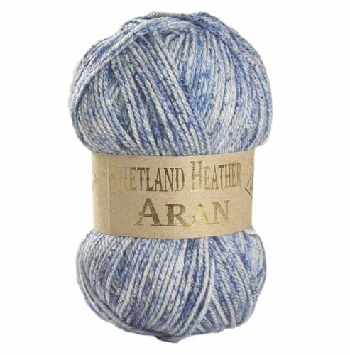 Woolcraft Shetland Heather Aran Knitting Crochet Yarn Wool - 5x100g Balls - 044 Persian Blue 100g